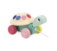 Janod - Tortue à Promener en Bois - Carapace Qui Tourne + Ficelle 50cm - Jouet à Tirer - Jouets d'Eveil et Premier Age - Apprentissage Motricité et Imagination - Dès 12 Mois