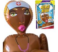 JANOKE Poupée Gonflable Femme Nue avec Écharpe Future Marié - EVG Homme Accessoires Enterrement de Vie de Garcon - EVJF Enterrement de Vie de Jeune Fille - Taille réelle 150 cm - Nikki Nurse