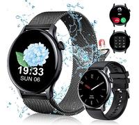 JANOLTY Montre Connectée Femme Homme(1,43" AMOLED-Display, 2 Bracelets de Montre, étanche IP68) Numérotation Fonction D'appel Montre Sport, App Notification, SpO2, Heart Rate for iOS Android (Noire)