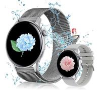 JANOLTY Montre Connectée Femme Homme(1,43" AMOLED-Display, 2 Bracelets de Montre, étanche IP68) Numérotation Fonction D'appel Montre Sport, App Notification, SpO2, Heart Rate for iOS Android Argent