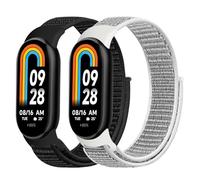Janpso Janson 2 pièces de bracelets compatibles avec Xiaomi Mi Band 8, bracelet de remplacement en nylon respirant réglable pour Xiaomi Smart Band 8 adapté aux hommes et aux femmes