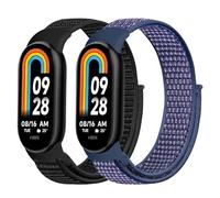 Janpso Janson 2 pièces de bracelets compatibles avec Xiaomi Mi Band 8, bracelet de remplacement en nylon respirant réglable pour Xiaomi Smart Band 8 adapté aux hommes et aux femmes