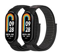 Janpso Janson 2 pièces de bracelets compatibles avec Xiaomi Mi Band 8, bracelet de remplacement en nylon respirant réglable pour Xiaomi Smart Band 8 adapté aux hommes et aux femmes