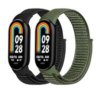 Janpso Janson 2 pièces de bracelets compatibles avec Xiaomi Mi Band 8, bracelet de remplacement en nylon respirant réglable pour Xiaomi Smart Band 8 adapté aux hommes et aux femmes
