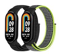 Janpso Janson 2 pièces de bracelets compatibles avec Xiaomi Mi Band 8, bracelet de remplacement en nylon respirant réglable pour Xiaomi Smart Band 8 adapté aux hommes et aux femmes