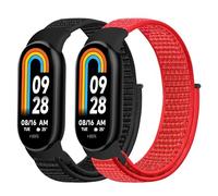 Janpso Janson 2 pièces de bracelets compatibles avec Xiaomi Mi Band 8, bracelet de remplacement en nylon respirant réglable pour Xiaomi Smart Band 8 adapté aux hommes et aux femmes