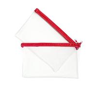 Janrax Lot de 2 trousses à crayons transparentes avec fermeture éclair Rouge 20,3 x 12,7 cm