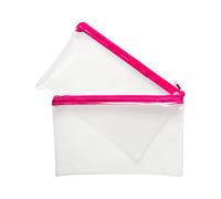 Janrax Lot de 2 trousses transparentes avec fermeture éclair pour examen, rose, 20,3 x 12,7 cm