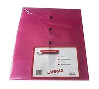 Janrax Pack de 12 A4 rose document Portefeuilles - Bouton Stud Dossier