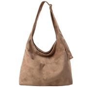 JANSBEN Grand sac à main en daim pour femme - Sac à bandoulière pour les loisirs, le travail, les voyages, kaki, Mittelgroß, Hobo