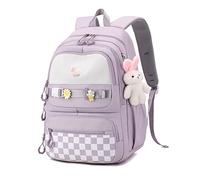 JANSBEN Sac à dos d'école pour filles et adolescentes, sac à dos Oxford imperméable avec sangle de poitrine antidérapante, grand sac à dos de 28 l pour classeurs DIN A4 avec protection antivol, F049
