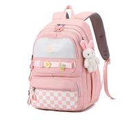 JANSBEN Sac à dos d'école pour filles et adolescentes, sac à dos Oxford imperméable avec sangle de poitrine antidérapante, grand sac à dos de 28 l pour classeurs DIN A4 avec protection antivol, F049