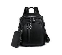 JANSBEN Sac à dos en cuir pour femme, petit, élégant sac à dos de ville moderne anti-vol sac à dos pour femme étanche mini sac à dos pour femme 2 en 1 pour décontracté école, voyage, travail, Noir-142