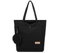 JANSBEN Sac à main en toile pour femme - Grand sac de travail robuste avec fermeture éclair - 8 compartiments et portefeuille - Sac en tissu léger pour le bureau et l'université - Espace pour