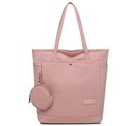 JANSBEN Sac à main en toile pour femme - Grand sac de travail robuste avec fermeture éclair - 8 compartiments et portefeuille - Sac en tissu léger pour le bureau et l'université - Espace pour