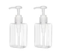 Jansburg Lot de 2 flacons distributeurs de Lotion carrés Rechargeables en Plastique pour huiles essentielles, Savon, shampooing, Transparent 100 ML