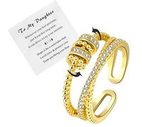 Jansio Bague trianique triple rotation, bague magnétique en forme de croix en moissanite avec diamant moissanite pour ma fille, bague rotative anti-anxiété pour femme, Acier inoxydable, Aucune pierre