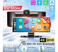 Jansite, caméra embarquée 4K de 11,26 pouces, compatible avec CarPlay et Android Auto sans fil, système intelligent pour voiture, interface Type-C, installation facile. No DVR