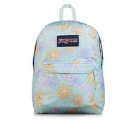 JanSport SuperBreak One Sac à dos durable et léger avec 1 compartiment principal, poche utilitaire avant avec organiseur intégré - Sac à dos de qualité supérieure, motif floral délavé, menthe fraîche