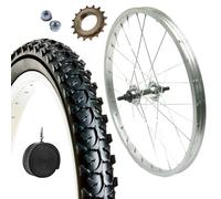 Jante arrière 20 x 1,75 + Pignon 16 dents + Pneu VTT 20 x 1,95 + Chambre | Roue en aluminium pour VTT