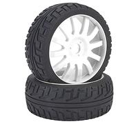 Jante de roue pour voiture RC 1/8 sur route, avec pneus en caoutchouc ; pneus de rechange RC compatibles, Team Losi, HPI, Kyosho ; pneus larges à forte adhérence, dotés d’un (Blanche)