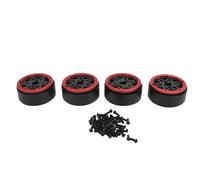 Jantes à verrouillage de roue en fibre de carbone, 4 pièces de 1,9 pouce, moyeu hexagonal étanche, pour voiture télécommandée crawler 1/10, roues légères tout-terrain avec joint (Rouge)