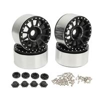 Jantes Beadlock en alliage d'aluminium de 2,6 pouces, lot de 4 pièces pour voitures à chenilles RC 1/10, pièces de mise à niveau durables et performantes (Noir)