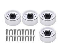 Jantes de roue de voiture RC de 1,9 pouces, moyeu à 10 trous carrés, mise à niveau des performances en métal durable pour SCX10 Traxxas TRX4, voitures d'escalade RC à l'échelle (Blanche)