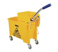 Jantex Kentucky Seau essoreur 20 litres, jaune, séparateur d'eau sale, sur roulettes, longue poignée à levier d'essoreuse, nettoyage à grande échelle, nettoyage à code couleur, F951