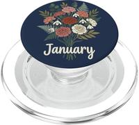 January Birth Flower Carnation Snowdrop Cute Floral Birthday PopSockets PopGrip pour MagSafe