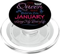 January Queen Girl Woman Queens Born in January Birthday PopSockets PopGrip pour MagSafe