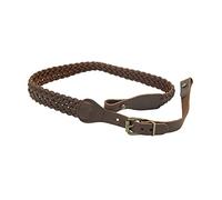 Januel - Bretelle pour Arme - Bretelle pour Carabine - Bretelle pour Fusil - Cuir Tressé 7 Brins - Largeur 25mm - Longueur 100cm - Longueur Réglable - avec Boutons de Fixation - Marron
