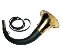 JANUEL - Corne Forme de Cor Gainée Marron en Laiton de Chasse - 50cm Taille