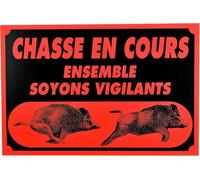 Januel - Panneau Attention Chasse en Cours Ensemble Soyons Vigilants - Panneau pour Territoire de Chasse - Panneau Chasse en Battue - Panneau Signalétique - 60x40cm - Orange & Noir - Akylux Souple 4mm
