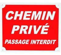 Januel - Panneau Chemin Privé Passage Interdit - Panneau Signalétique - 30x25cm - Rouge & Blanc - Akylux Souple 4mm