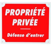 Januel - Panneau Propriété Privée Défense d'Entrer - Panneau Signalétique - 30x25cm - Rouge & Blanc - Akylux Souple 4mm