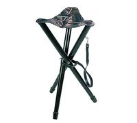 Januel - Siège Trépieds Anzieux - Pieds Bois - Assise Toile - Hauteur 65cm - Loisirs Nature Outdoor Camping Chasse Pêche Bushcraft - Marron & Camouflage sous-Bois - avec Bretelle - Solide et Durable