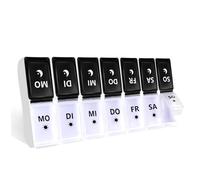 JANUIXCO Pilulier Semainier Matin et Soir - Piluliers Medicaments 7 Jours 2 Compartiments, Démontable, Sans BPA - Pilulier Journalier pour Voyage (Noir Blanc)