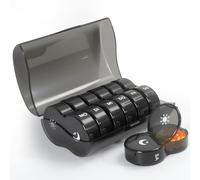 JANUIXCO Pilulier Semainier Matin et Soir - Piluliers Medicaments 7 Jours 2 Compartiments, Sans BPA - Pilulier Journalier pour Voyage (Noir)