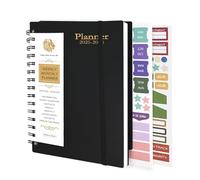 JANV2025-JUIN2026 Agenda Annuel de 18 Mois, A5 Journal à Couverture Rigide Hebdomadaire de la Productivité, Carnet à Spirale avec Onglets Mensuel 108 Autocollants pour École Bureau