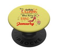 Janvier 1980 Anniversaire This Queen Was Born in Janvier 1980 PopSockets PopGrip Adhésif