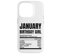 Janvier Birthday Girl Funny Girls Nutrition Facts Cute Girls Coque pour iPhone 14 Pro