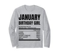 Janvier Birthday Girl Funny Girls Nutrition Facts Cute Girls Manche Longue