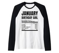 Janvier Birthday Girl Funny Girls Nutrition Facts Cute Girls Manche Raglan