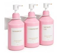 Janxin Rose Distributeur Savon Mural, Distributeur Gel Douche Mural | Distributeur de savon en plastique, sans perçage, avec autocollant étanche, adapté à la cuisine, à la salle de bain