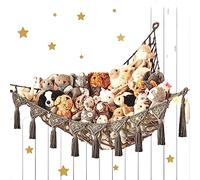 JanYoo Filet de rangement pour jouets, doudous, 142 x 106 x 106 cm, filet de rangement pour chambre d'enfant, à suspendre, hamac en peluche, pour chambre à coucher, gris