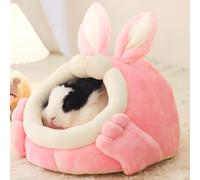 JanYoo Lit pour lapin pour petit animal, cachette chaude pour cochon d'Inde, accessoires pour lapins nains, cochons d'Inde, hérissons, furets, dragons et rats barbus (rose, taille L)