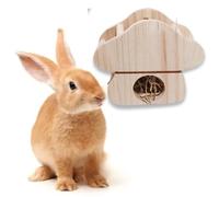 JanYoo Mangeoire à foin pour lapin, support à foin en bois naturel pour cochons d'Inde, lapin, distributeur de foin à suspendre debout, champignons