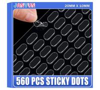JANYUN Lot de 560 pastilles adhésives double face - 2 x 1 cm - Transparent - Amovibles - Petits autocollants - Double face - Pour la maison, le bureau