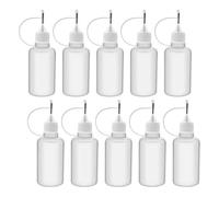 JANZU 10 PièCes 30Ml en Plastique Applicateur à Pointe Compressible Flacon Compte-Gouttes Rechargeable avec Bouchons à Aiguille pour Colle Bricolage
